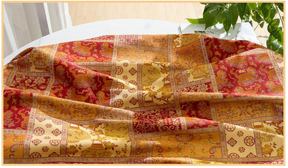 Tibetan Style Brocade Fabric, Chinese Auspicious Dragon Jacquard Textile, Gold Woven Fabric for Temple Decor Craft Sewing, 59“wide