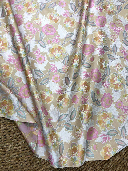 Vintage French Floral Fabric by Yard, Chinoiserie Vine Jacquard Textile, Elegant Dress Vest Upholstery Sewing Fabric, 57"W