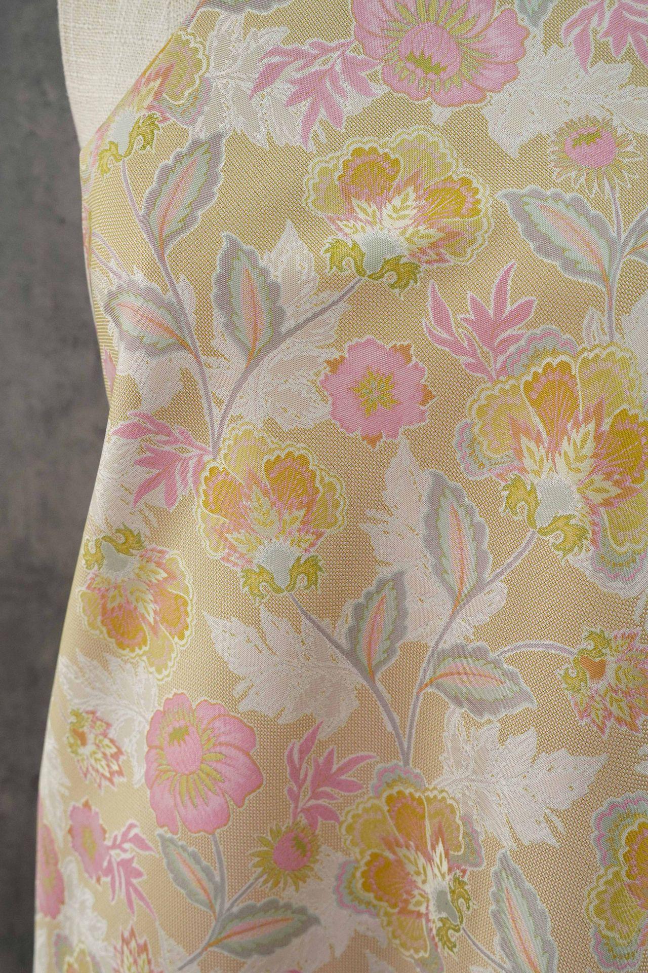 Vintage French Floral Fabric by Yard, Chinoiserie Vine Jacquard Textile, Elegant Dress Vest Upholstery Sewing Fabric, 57"W