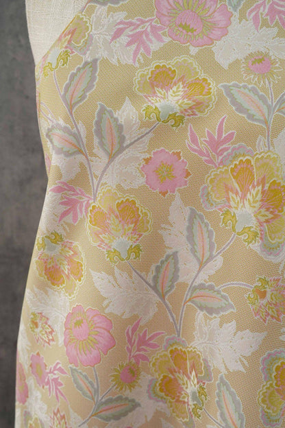 Vintage French Floral Fabric by Yard, Chinoiserie Vine Jacquard Textile, Elegant Dress Vest Upholstery Sewing Fabric, 57"W