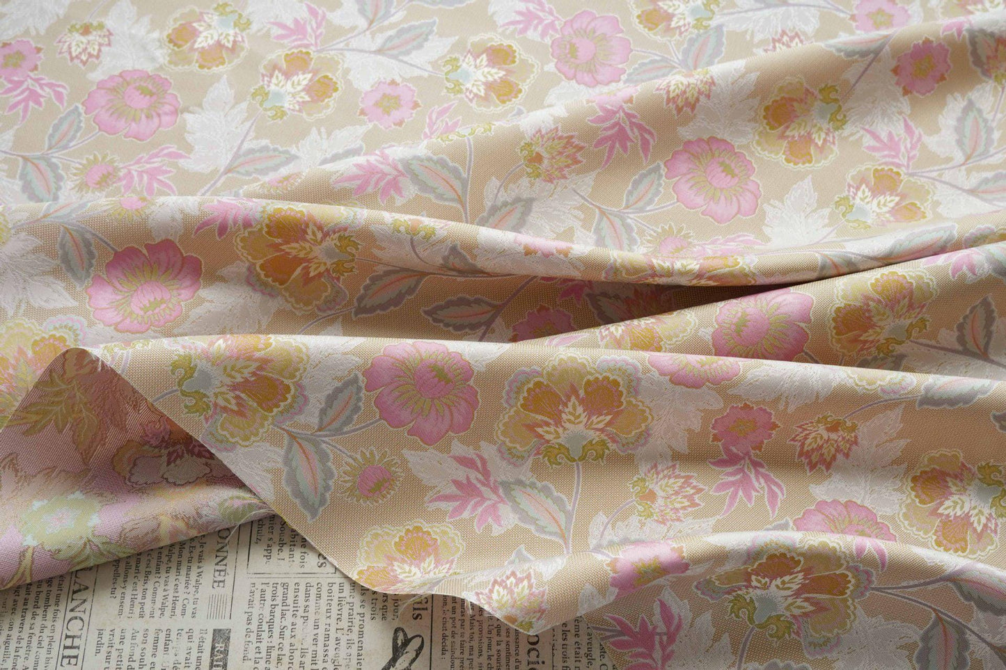 Vintage French Floral Fabric by Yard, Chinoiserie Vine Jacquard Textile, Elegant Dress Vest Upholstery Sewing Fabric, 57"W