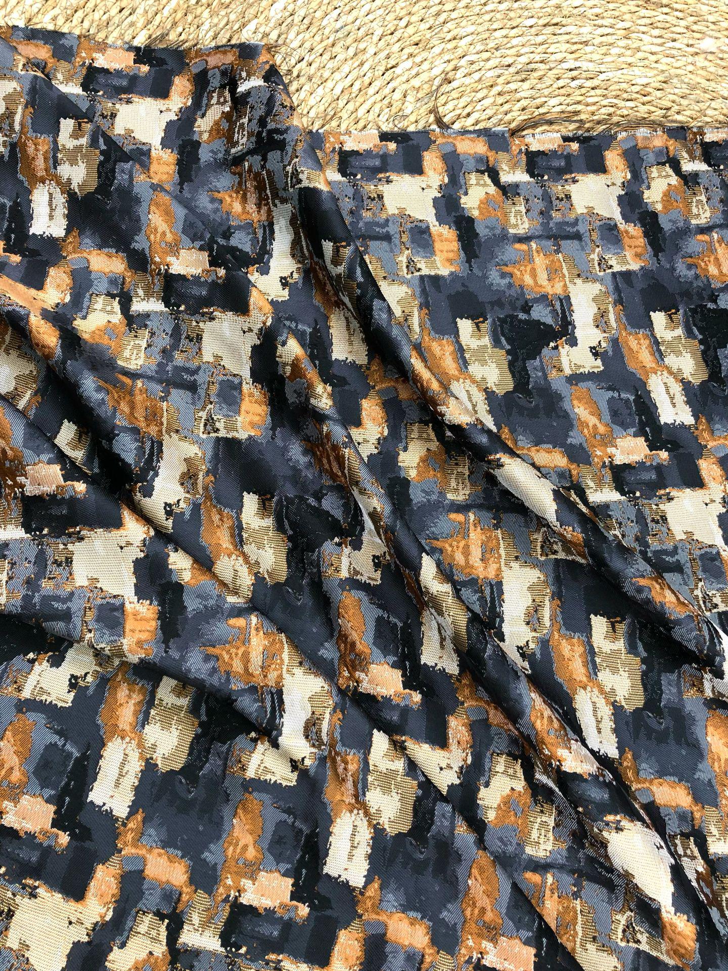 Abstract Oil Painting Style Jacquard Fabric, Geometric Color Block Textile, Vintage Woven Upholstery & Fashion Sewing Material, 58" Wide