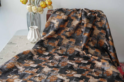 Abstract Oil Painting Style Jacquard Fabric, Geometric Color Block Textile, Vintage Woven Upholstery & Fashion Sewing Material, 58" Wide