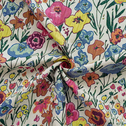 Art Style 3D Floral Jacquard Fabric, Abstract Embossed Flower Woven Textile, Double-Sided Fashion Material for DIY Clothing & Costumes, 52"W