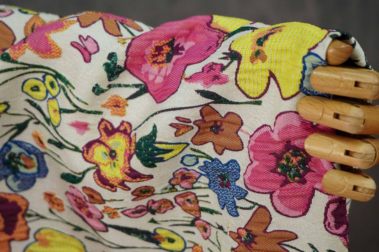 Art Style 3D Floral Jacquard Fabric, Abstract Embossed Flower Woven Textile, Double-Sided Fashion Material for DIY Clothing & Costumes, 52"W