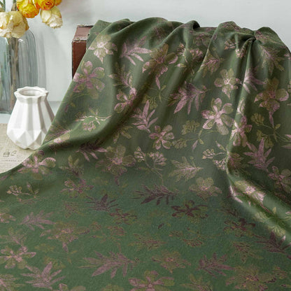 Green Floral Fabric by Yard, Botanical Garden Jacquard Textile, Vintage Cottage Fabric for Dresses Bags Quilting Crafts- 65"W