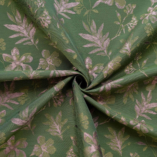 Green Floral Fabric by Yard, Botanical Garden Jacquard Textile, Vintage Cottage Fabric for Dresses Bags Quilting Crafts- 65"W - Poppylollipop