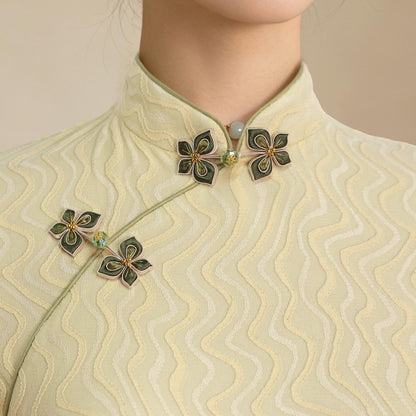 Handmade Chinese Frog Button, Clover Flower Knot Button, Qipao Closure, Hanfu Tang Suit Sewing Trim, Traditional Clothing Accessory
