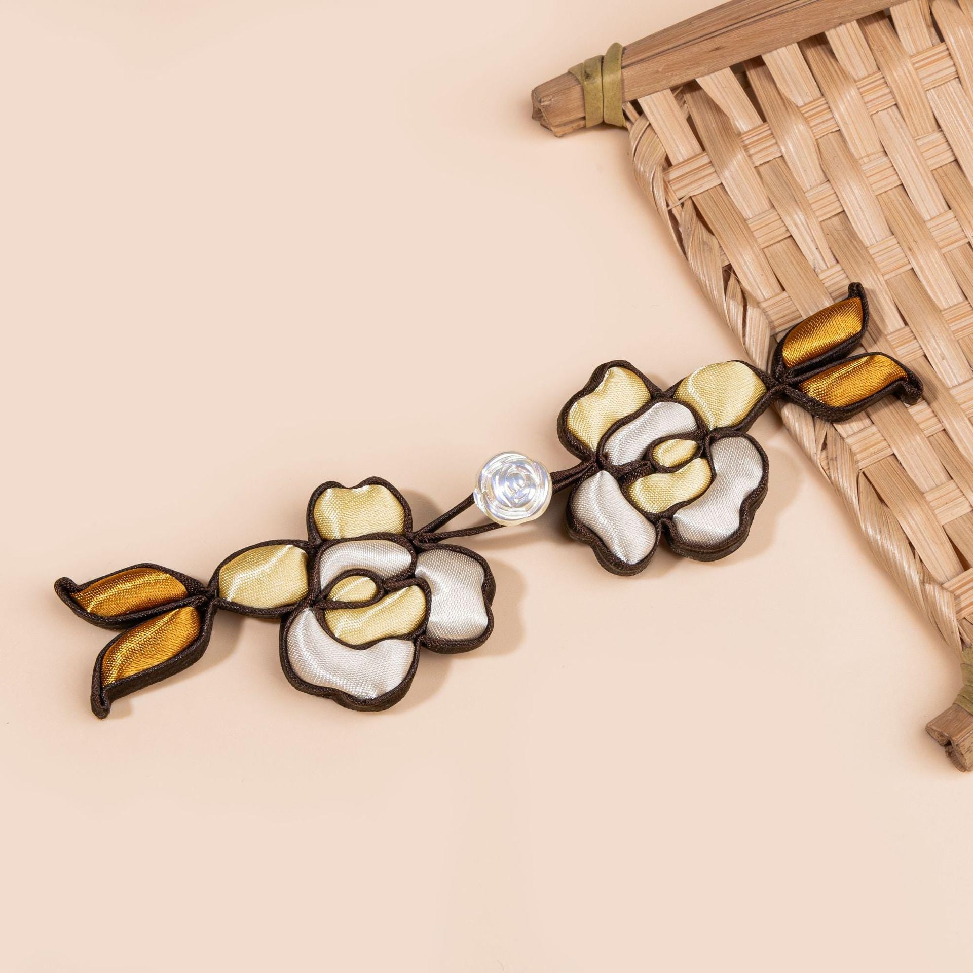 Handmade Rose Frog Button, Chinese Qipao Closure, Floral Knot Button, Hanfu Tang Suit Sewing Trim, Oriental Bridal Clothing Accessory