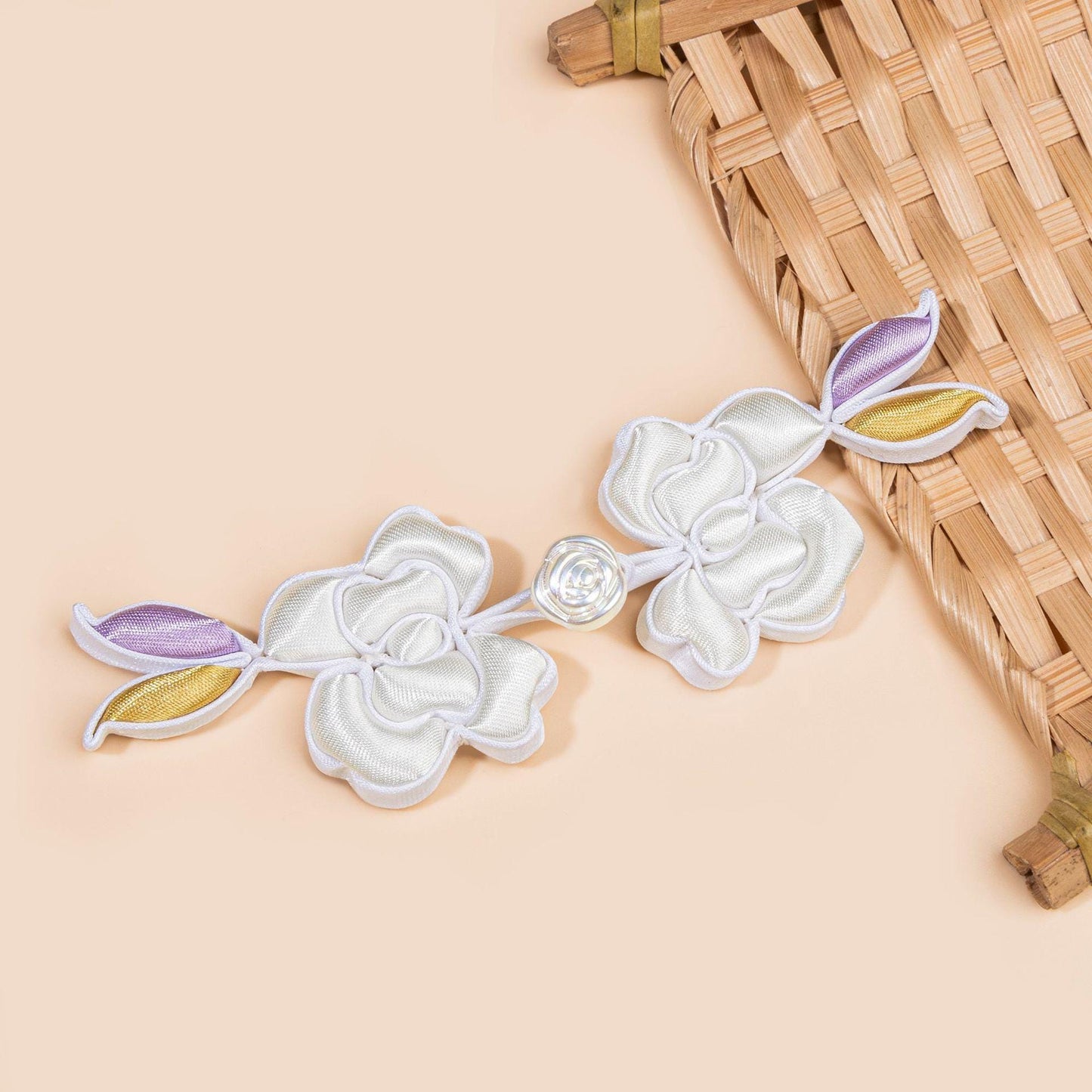 Handmade Rose Frog Button, Chinese Qipao Closure, Floral Knot Button, Hanfu Tang Suit Sewing Trim, Oriental Bridal Clothing Accessory