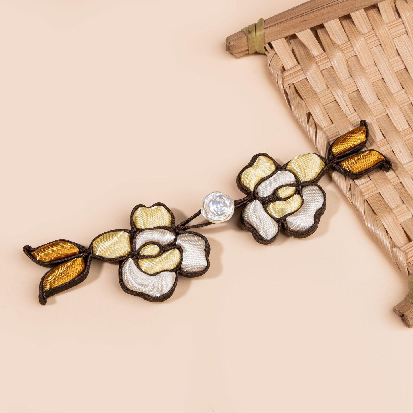 Handmade Rose Frog Button, Chinese Qipao Closure, Floral Knot Button, Hanfu Tang Suit Sewing Trim, Oriental Bridal Clothing Accessory