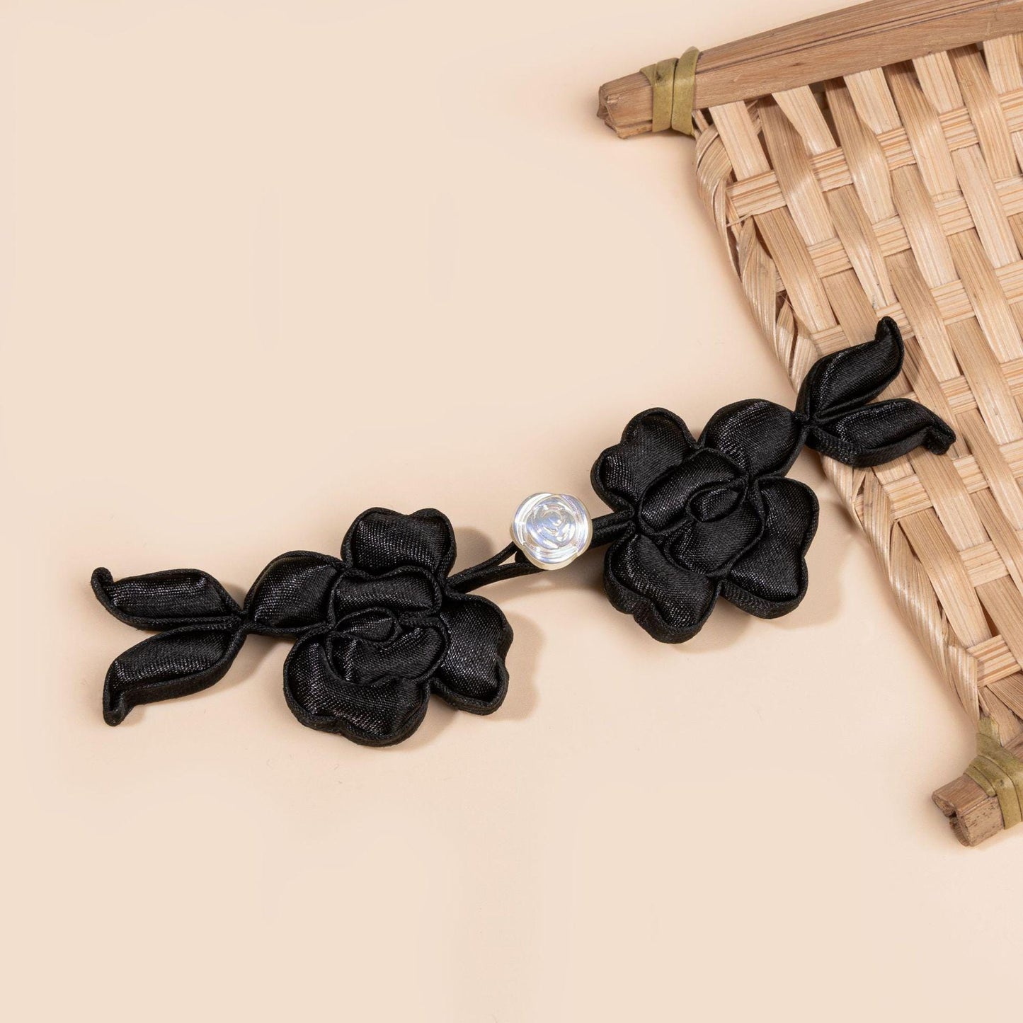 Handmade Rose Frog Button, Chinese Qipao Closure, Floral Knot Button, Hanfu Tang Suit Sewing Trim, Oriental Bridal Clothing Accessory