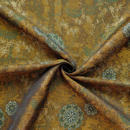 Dunhuang Jacquard Fabric, Gold Metallic Fabric by Yard, Traditional Floral Textile, Silk Like Hanfu Fabric, Luxury Sewing Material, 56"Wide