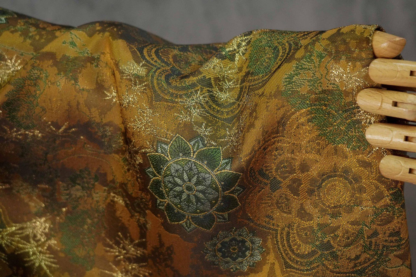 Dunhuang Jacquard Fabric, Gold Metallic Fabric by Yard, Traditional Floral Textile, Silk Like Hanfu Fabric, Luxury Sewing Material, 56"Wide