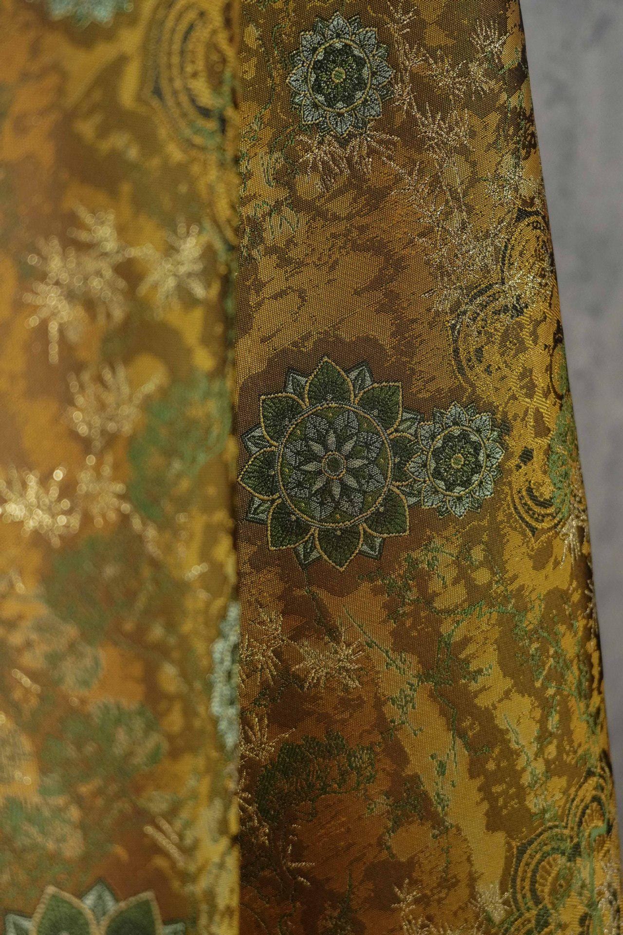 Dunhuang Jacquard Fabric, Gold Metallic Fabric by Yard, Traditional Floral Textile, Silk Like Hanfu Fabric, Luxury Sewing Material, 56"Wide