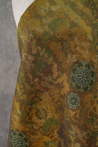 Dunhuang Jacquard Fabric, Gold Metallic Fabric by Yard, Traditional Floral Textile, Silk Like Hanfu Fabric, Luxury Sewing Material, 56"Wide