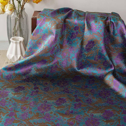 Colorful Floral Jacquard Fabric by Yard, Vintage Botanical Woven Textile, Draping Dress Fabric for Sewing Crafts Home Decor, 59"Wide