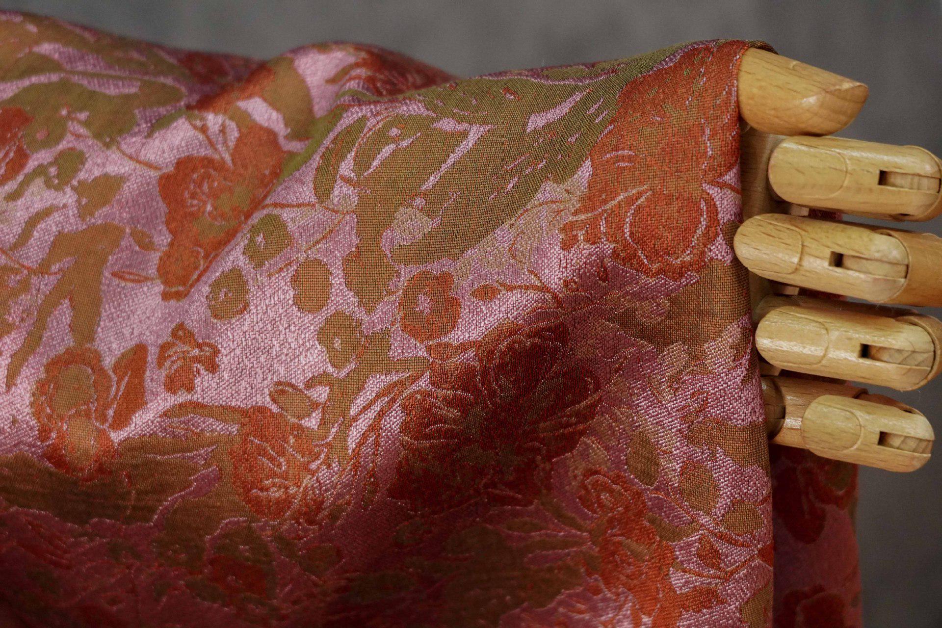 Colorful Floral Jacquard Fabric by Yard, Vintage Botanical Woven Textile, Draping Dress Fabric for Sewing Crafts Home Decor, 59"Wide