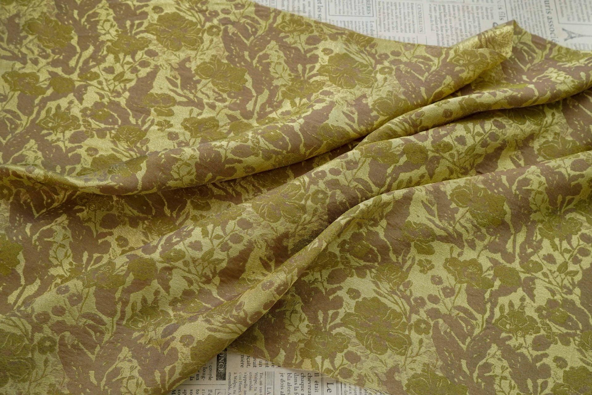 Colorful Floral Jacquard Fabric by Yard, Vintage Botanical Woven Textile, Draping Dress Fabric for Sewing Crafts Home Decor, 59"Wide