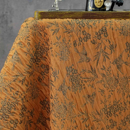 Green Jacquard Fabric, Bird Floral Brocade Fabric by Yard, Double Sided Woven Textile, Chinese Style Sewing Material, Luxury Vintage Fabric