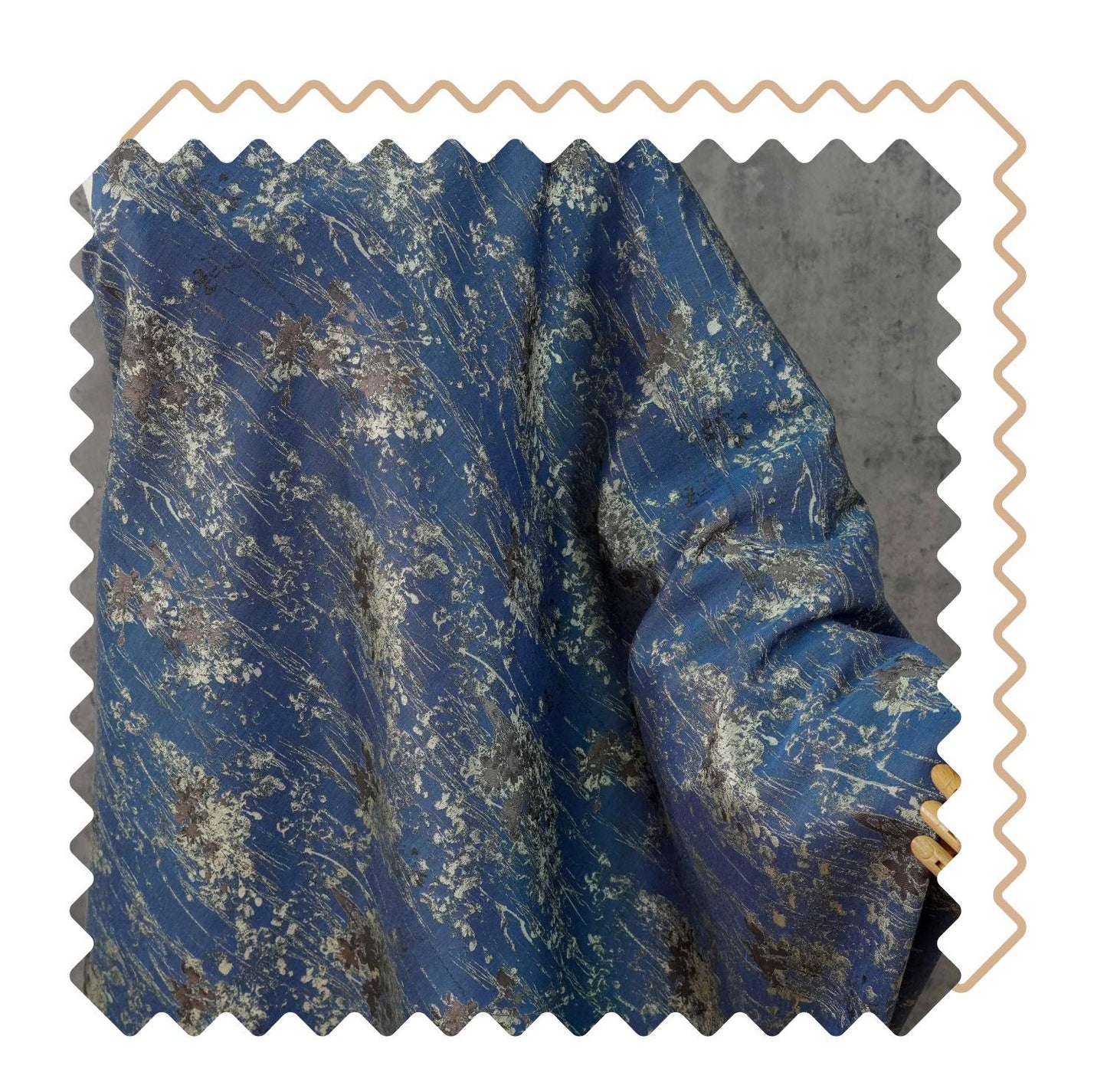 Blue Floral Jacquard Fabric, Watercolor Botanical Fabric by Yard, Vintage Woven Textile, Designer Sewing Material, Home Decor Fabric