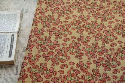 Small Floral Fabric by Yard, Yellow Cottagecore Jacquard Textile, Vintage Rose Dress Fabric for Sewing Quilting Crafts, 57"Wide
