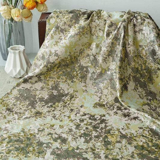 Oil Painting Floral Jacquard Fabric by the Yard: Gold Metallic Thread, Abstract Botanical Brocade, 59" Wide — Dress, Upholstery, Home Decor - Poppylollipop