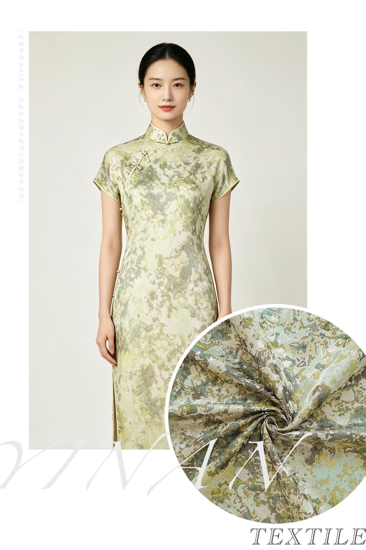 Oil Painting Floral Jacquard Fabric by the Yard: Gold Metallic Thread, Abstract Botanical Brocade, 59" Wide — Dress, Upholstery, Home Decor