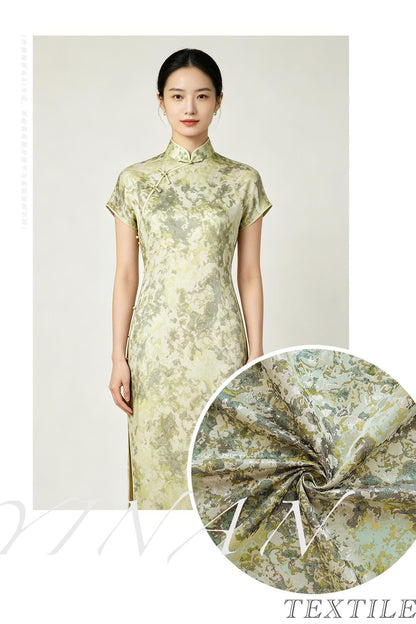 Oil Painting Floral Jacquard Fabric by the Yard: Gold Metallic Thread, Abstract Botanical Brocade, 59" Wide — Dress, Upholstery, Home Decor