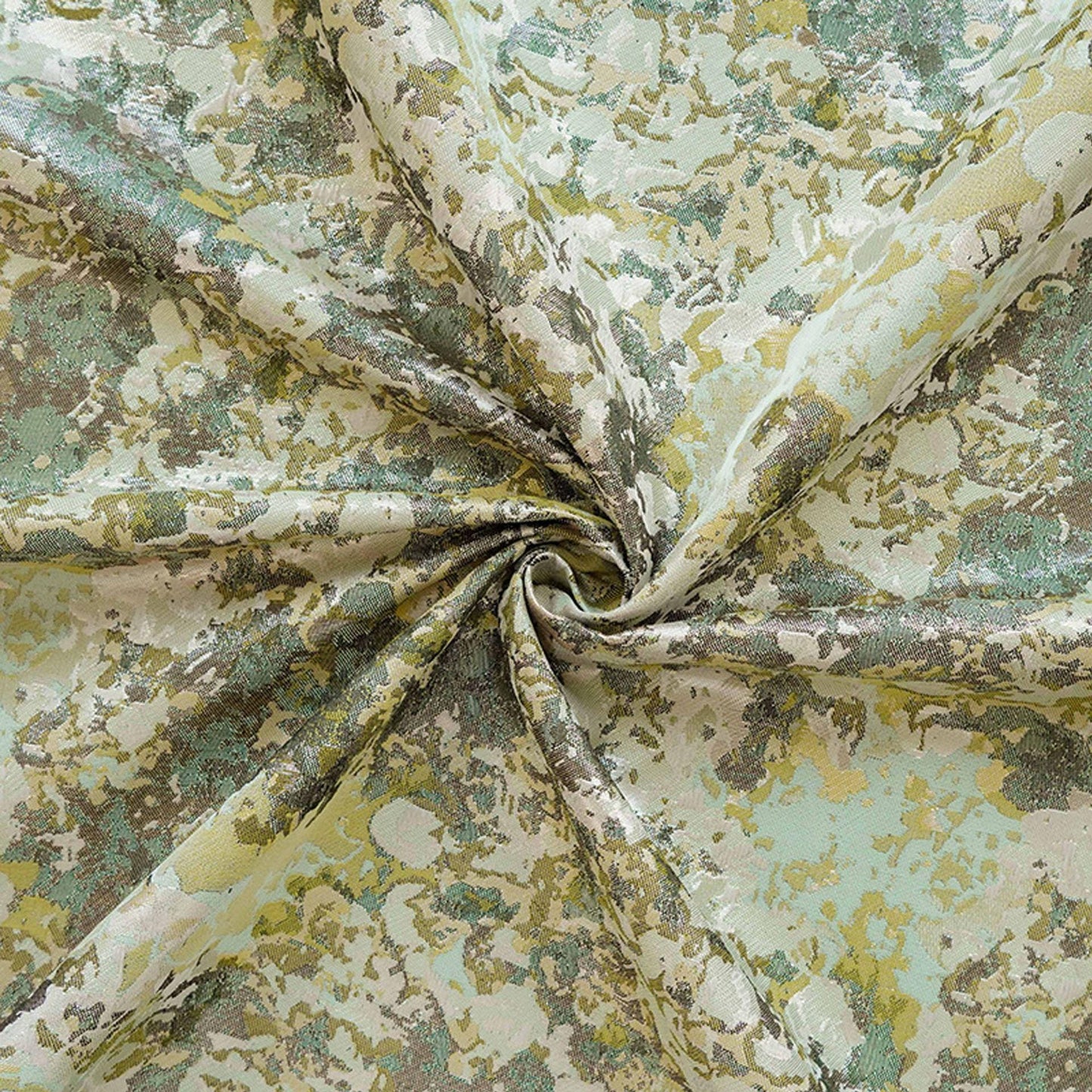 Oil Painting Floral Jacquard Fabric by the Yard: Gold Metallic Thread, Abstract Botanical Brocade, 59" Wide — Dress, Upholstery, Home Decor