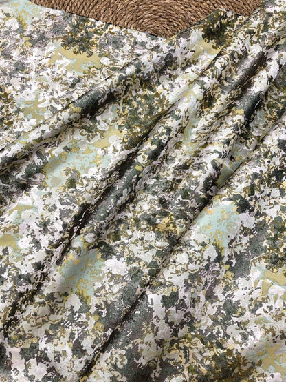 Oil Painting Floral Jacquard Fabric by the Yard: Gold Metallic Thread, Abstract Botanical Brocade, 59" Wide — Dress, Upholstery, Home Decor