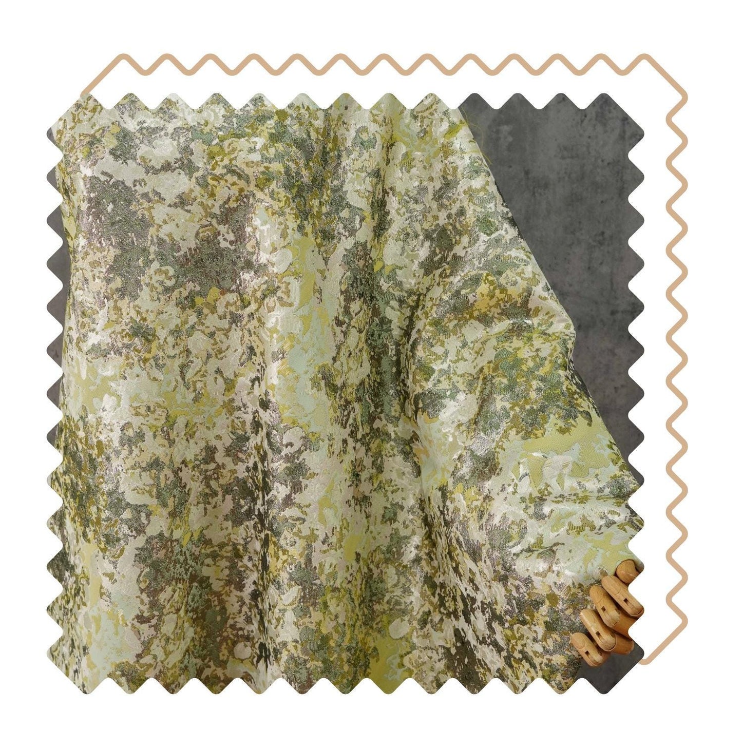 Oil Painting Floral Jacquard Fabric by the Yard: Gold Metallic Thread, Abstract Botanical Brocade, 59" Wide — Dress, Upholstery, Home Decor