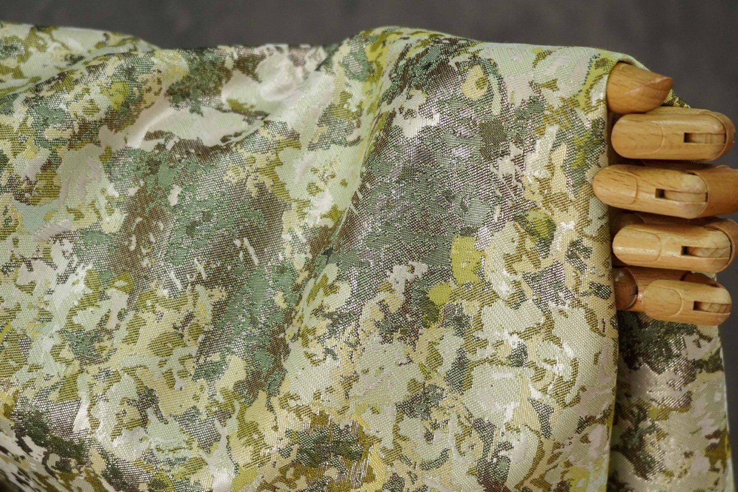 Oil Painting Floral Jacquard Fabric by the Yard: Gold Metallic Thread, Abstract Botanical Brocade, 59" Wide — Dress, Upholstery, Home Decor