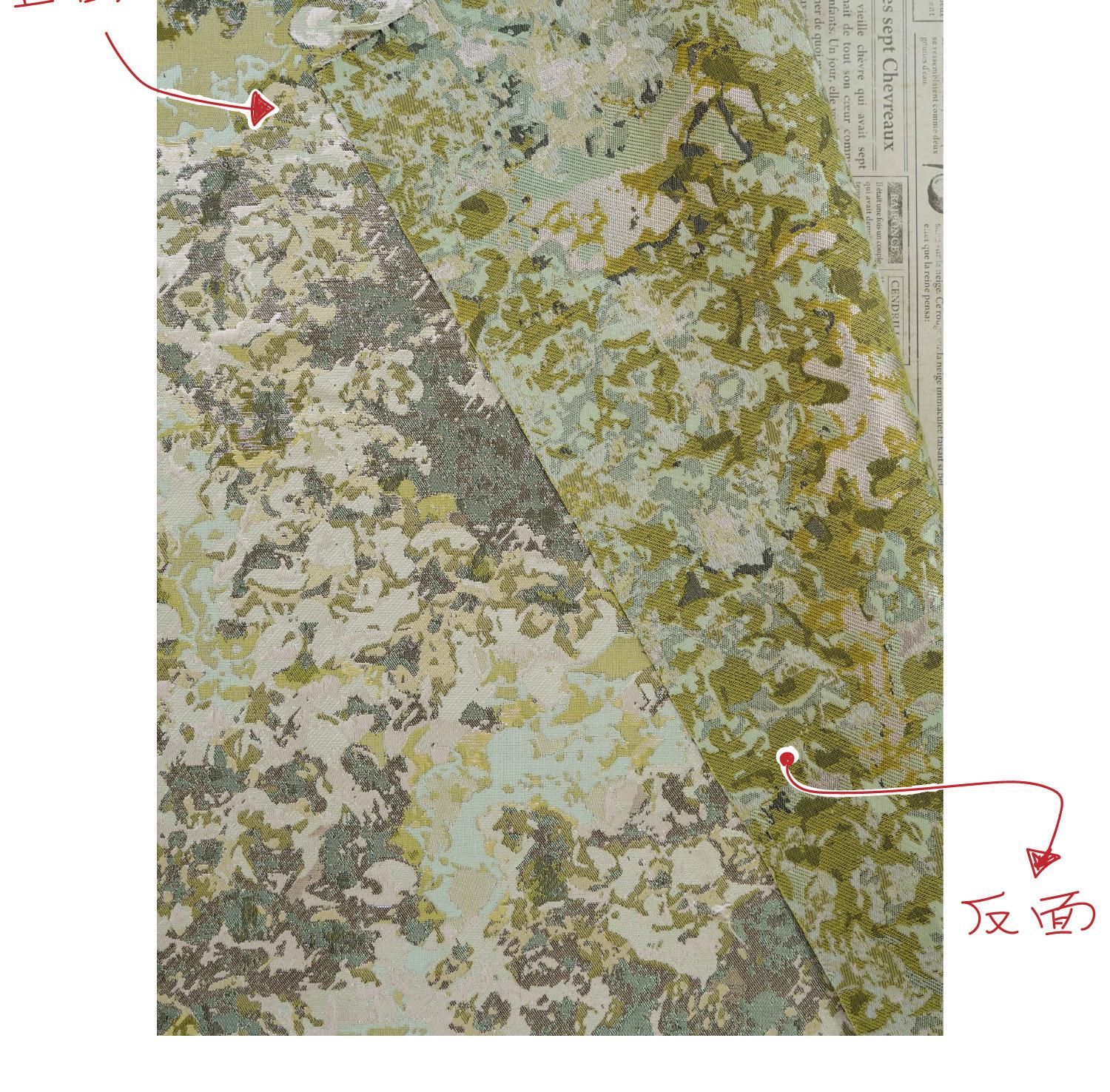 Oil Painting Floral Jacquard Fabric by the Yard: Gold Metallic Thread, Abstract Botanical Brocade, 59" Wide — Dress, Upholstery, Home Decor