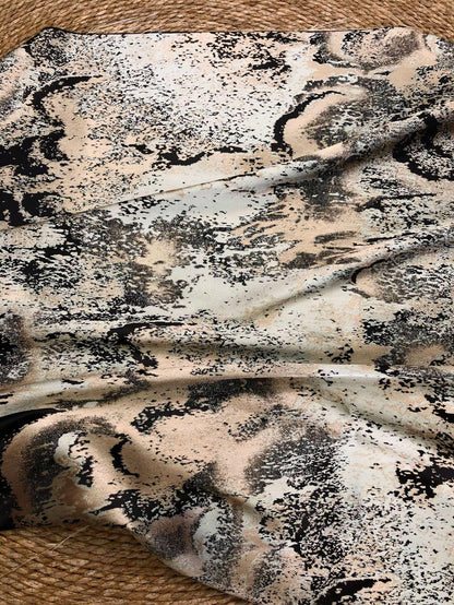 Abstract Metallic Jacquard Fabric, Black Gold Watercolor Texture Brocade Textile, Luxury Woven Fabric for Dress, Jacket, DIY Sewing