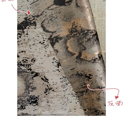 Abstract Metallic Jacquard Fabric, Black Gold Watercolor Texture Brocade Textile, Luxury Woven Fabric for Dress, Jacket, DIY Sewing