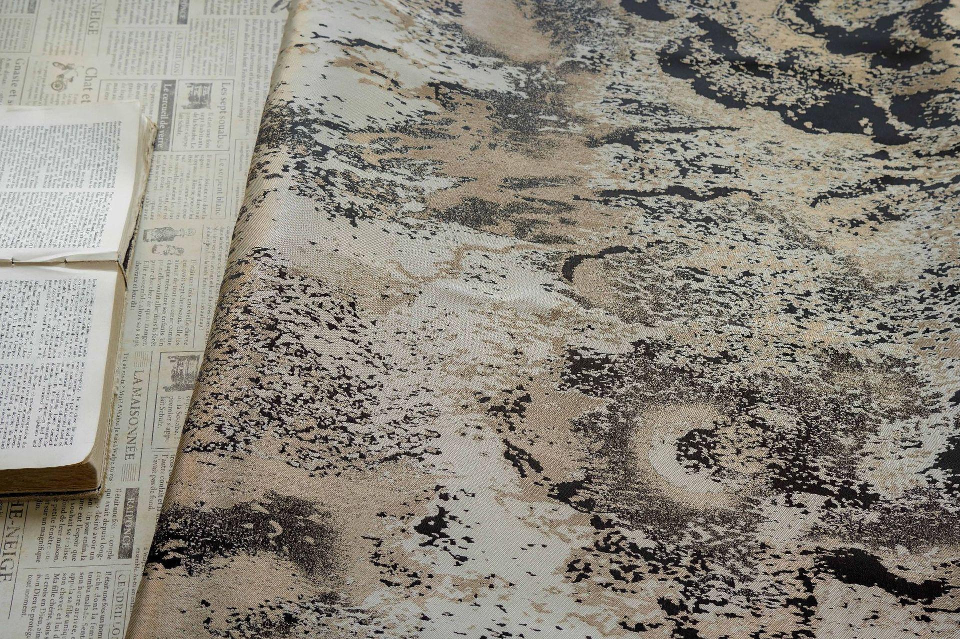 Abstract Metallic Jacquard Fabric, Black Gold Watercolor Texture Brocade Textile, Luxury Woven Fabric for Dress, Jacket, DIY Sewing