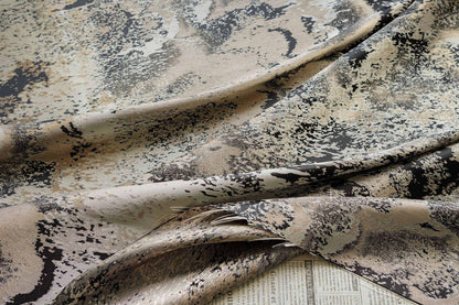Abstract Metallic Jacquard Fabric, Black Gold Watercolor Texture Brocade Textile, Luxury Woven Fabric for Dress, Jacket, DIY Sewing