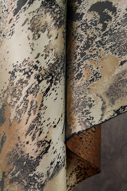 Abstract Metallic Jacquard Fabric, Black Gold Watercolor Texture Brocade Textile, Luxury Woven Fabric for Dress, Jacket, DIY Sewing