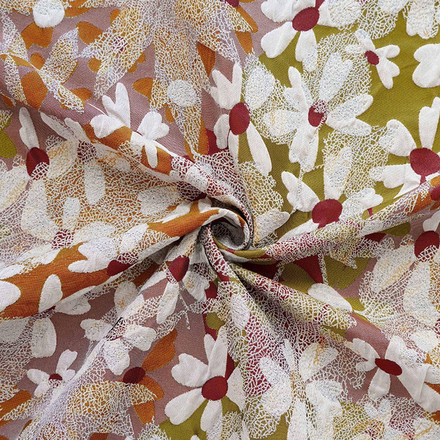 3D Floral Jacquard Fabric, Vintage Daisy Embossed Woven Textile, Textured Flower Brocade Fabric for Dress, Jacket, DIY Sewing, 60"Wide