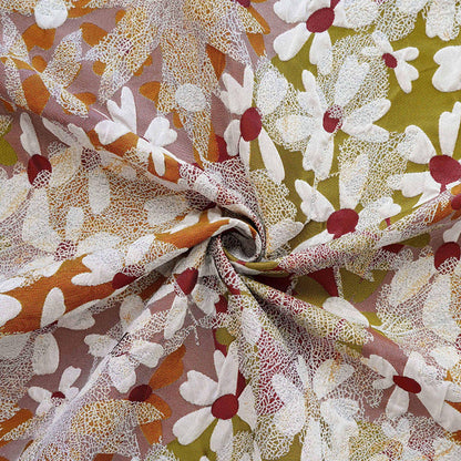 3D Floral Jacquard Fabric, Vintage Daisy Embossed Woven Textile, Textured Flower Brocade Fabric for Dress, Jacket, DIY Sewing, 60"Wide