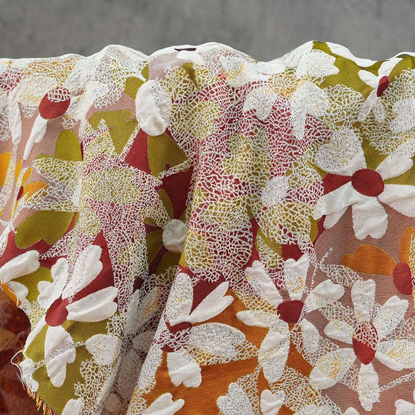 3D Floral Jacquard Fabric, Vintage Daisy Embossed Woven Textile, Textured Flower Brocade Fabric for Dress, Jacket, DIY Sewing, 60"Wide