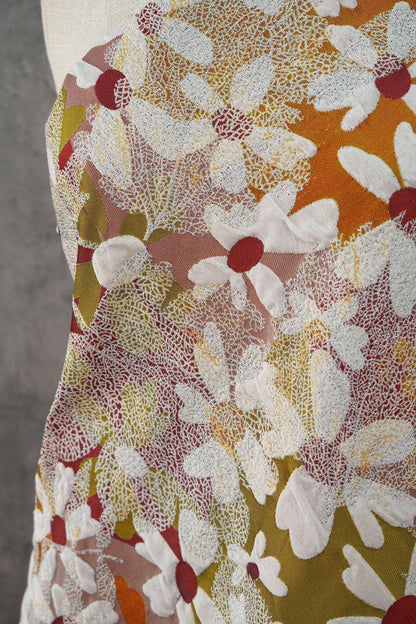 3D Floral Jacquard Fabric, Vintage Daisy Embossed Woven Textile, Textured Flower Brocade Fabric for Dress, Jacket, DIY Sewing, 60"Wide