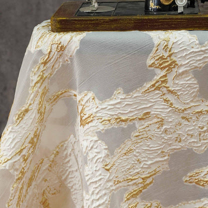 Gold Marble Organza Fabric by Yard, Embossed Irregular Jacquard Sheer Textile, Luxury Bridal Wedding Dress Fabric, 56"Wide