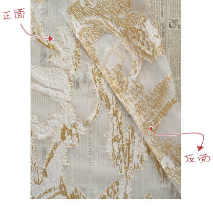 Gold Marble Organza Fabric by Yard, Embossed Irregular Jacquard Sheer Textile, Luxury Bridal Wedding Dress Fabric, 56"Wide