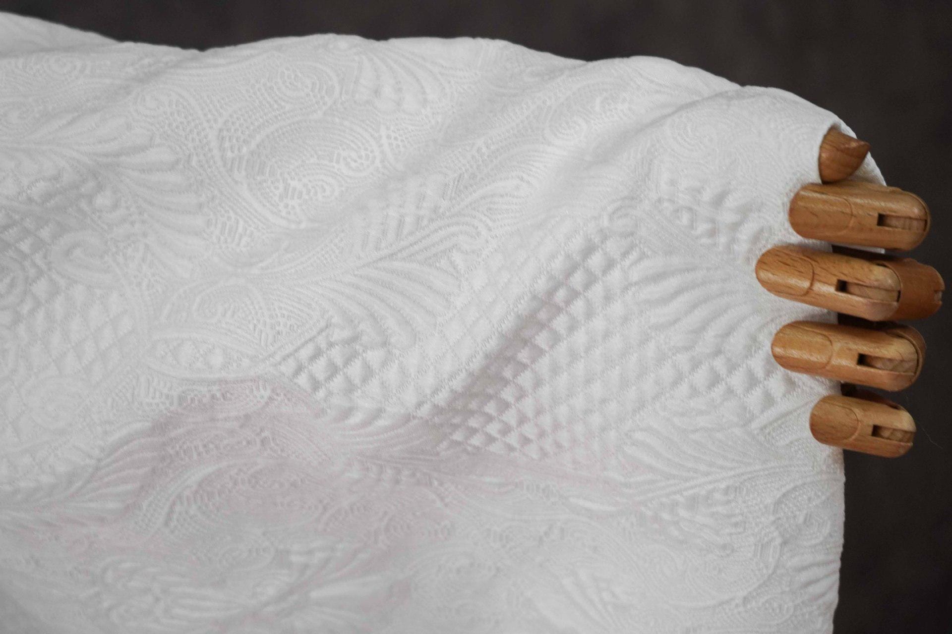 White Floral Jacquard Fabric by Yard, Embossed Vine Brocade Textile, Elegant Dress Fabric for Wedding Sewing Crafts Home Decor, 55"Wide