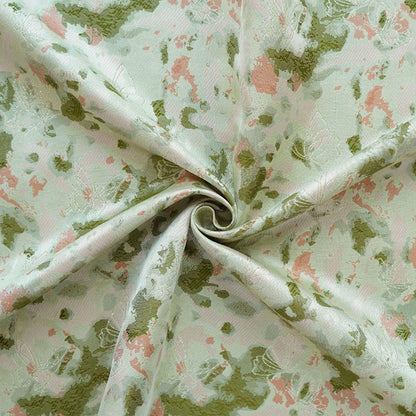 Green Floral Jacquard Fabric by Yard, Ink Wash Style Moss Print Textile, Soft Dress Fabric for Sewing Crafts Home Decor, 55"Wide