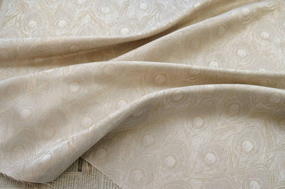 Peacock Feather Jacquard Fabric, Luxury Gold Metallic Woven Textile, Elegant Embossed Pattern Brocade Fabric for Dress, DIY Sewing