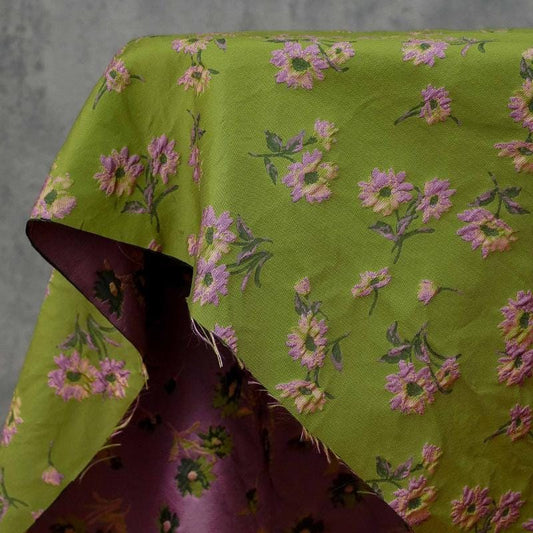 Green Floral Jacquard Fabric by Yard, Camellia Flower Embossed Textile, Vintage Dress Fabric for Sewing Crafts Home Decor, 63" Wide - Poppylollipop