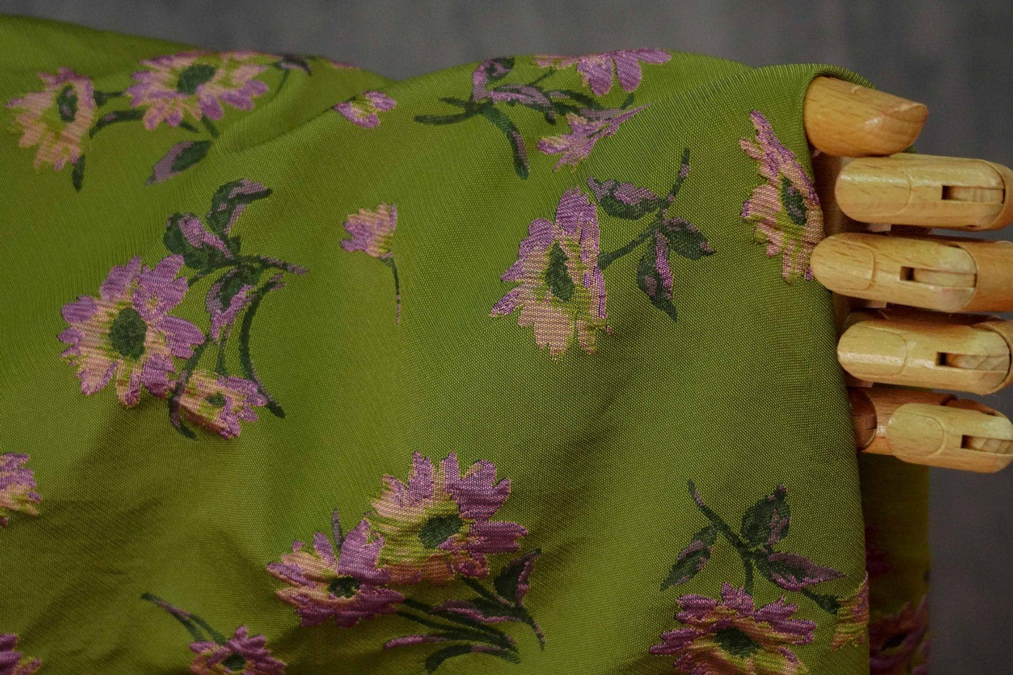 Green Floral Jacquard Fabric by Yard, Camellia Flower Embossed Textile, Vintage Dress Fabric for Sewing Crafts Home Decor, 63" Wide